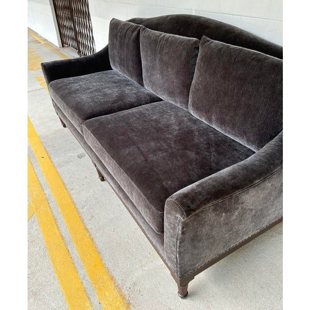 Art Co. Transitional Charcoal Velvet Magritte Sofa For Sale - Image 4 of 8