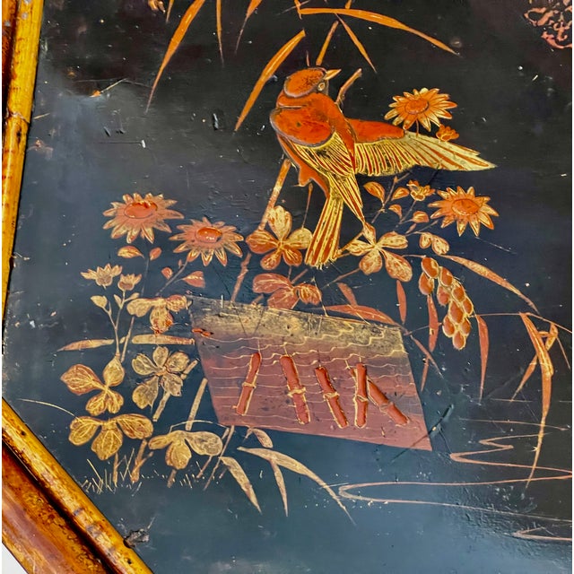 Late 19th Century. Chinoiserie Bamboo & Lacquer Side Table, c.1890 For Sale - Image 4 of 10