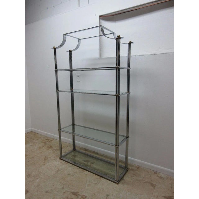 Chinoiserie Vintage Milo Baughman Asian Inspire Chinoiserie Chrome Shelf Display For Sale - Image 3 of 11