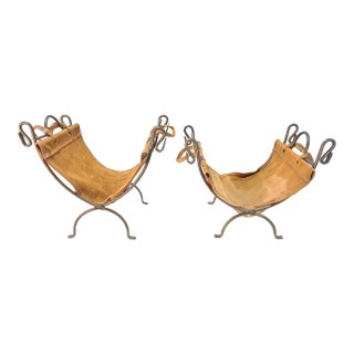 Vintage Leather Firewood Holder For Sale