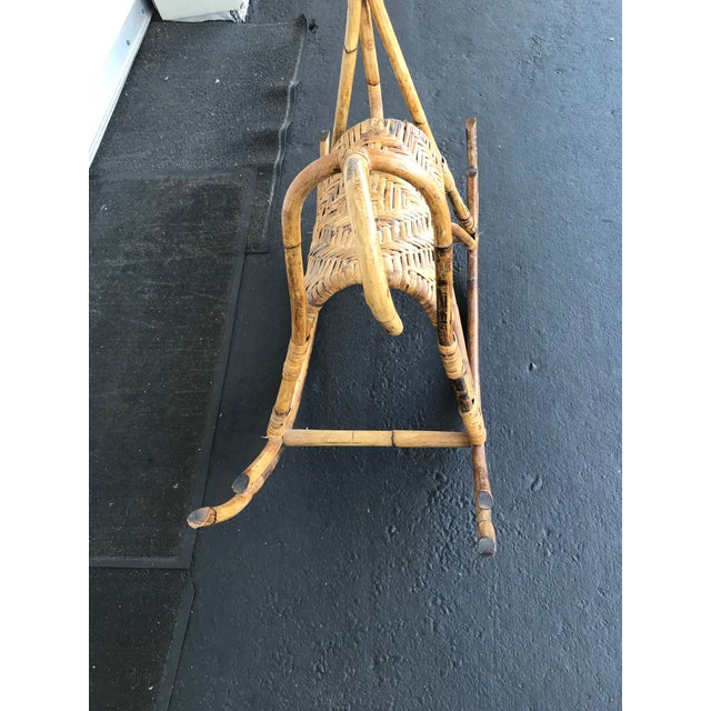 Mid-Century Modern Vintage 1960 Franco Albini Style Italian Mid Century Modern Bentwood & Rattan Cane Rocking-Horse For Sale - Image 3 of 5