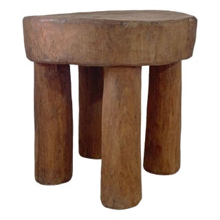 Vintage African Carved Wood Milk Stool Hehe Gogo People Tanzania 12" H For Sale
