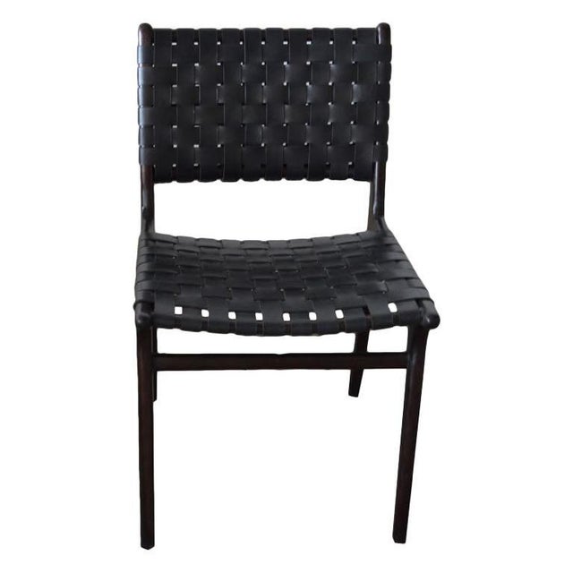 2010s Andrianna Shamaris Modern Chair Series Double-Backed Leather Woven Chair For Sale - Image 5 of 18