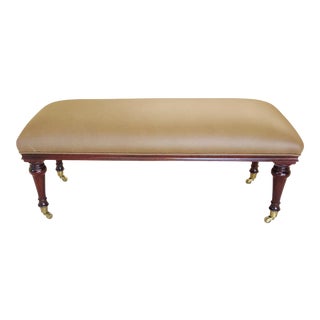 Vintage Regency Directoire Style Carved Rosewood & Leather Bench For Sale