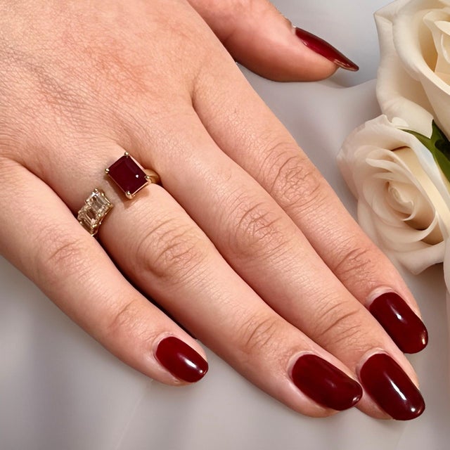 Metal Natural Ruby Sapphire Ring 6.5 14k W Gold 3.64 TCW Certified For Sale - Image 7 of 18