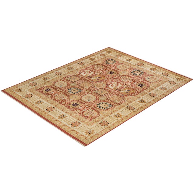 Orange Vintage Traditional Hand Knotted Wool Area Rug, Orange - 8'0" X 10'2" For Sale - Image 8 of 9
