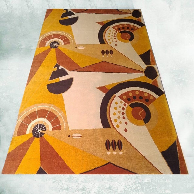 1950s French Constructivist Pure Wool Rugs, 1950s, Set of 2 For Sale - Image 5 of 18
