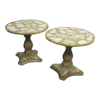 Mid-Century Modern 1970s Arturo Pani Abalone Side Tables, a Pair For Sale