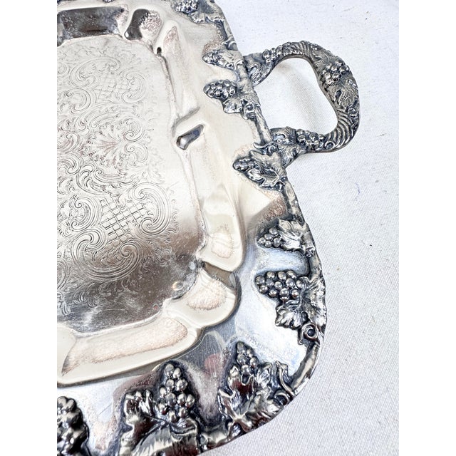 Traditional Vintage Large Grapevine Design Serving Tray For Sale - Image 3 of 5