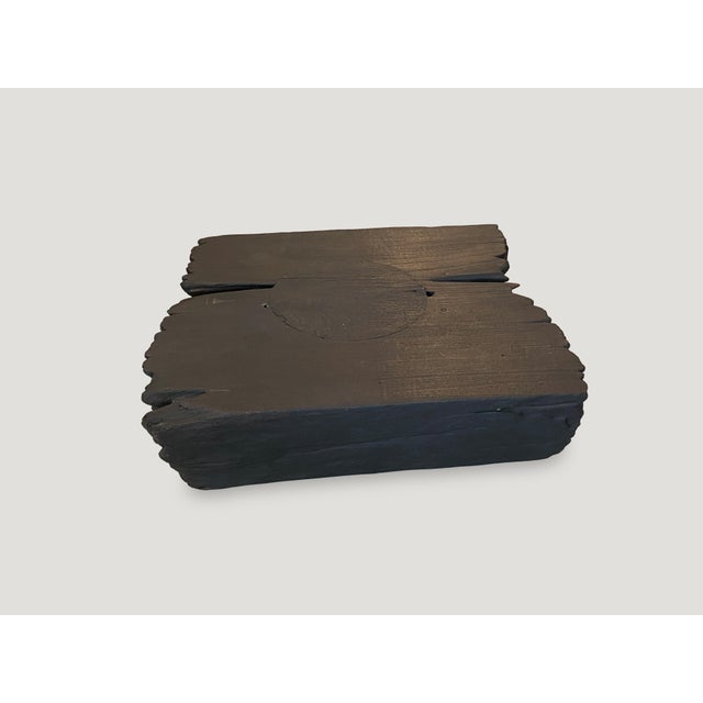 Andrianna Shamaris Minimalist Charred Teak Wood Side Table or Coffee Table For Sale - Image 4 of 6