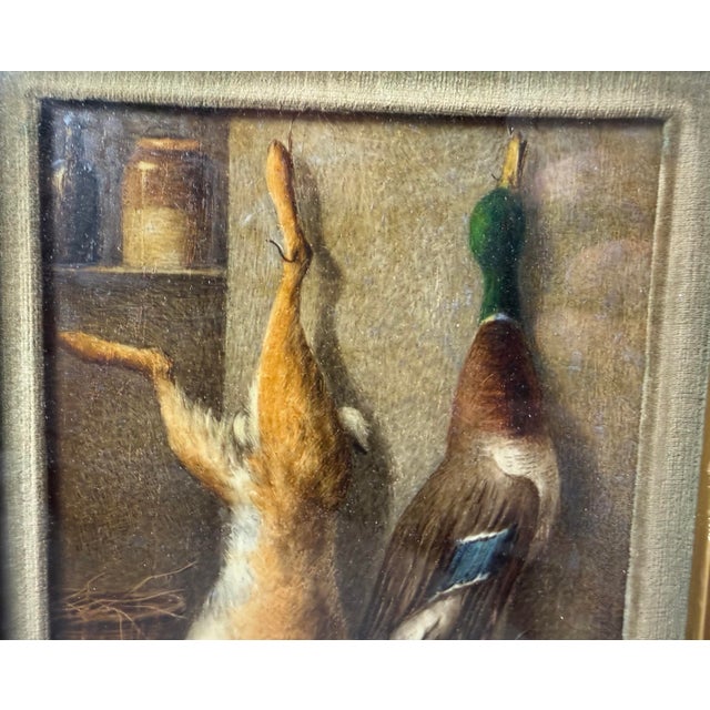 Realism Antique 1800s Realism William Cruikshank Hunting Trophy Rabbit Duck Oil Painting For Sale - Image 3 of 15