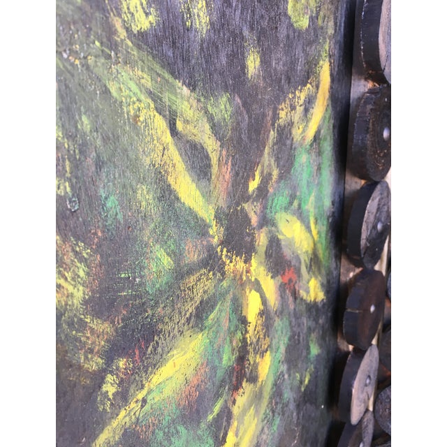 20th Century Arts & Crafts Folding Screen & Hand Painted Decoration Room Divider For Sale - Image 12 of 13