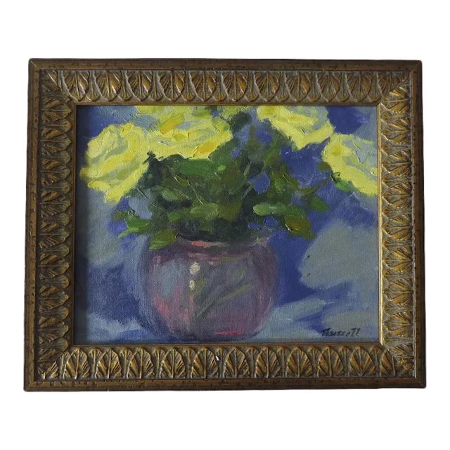 Late 20th Century Floral Still Life Oil Painting by Gregg Russell, Framed For Sale