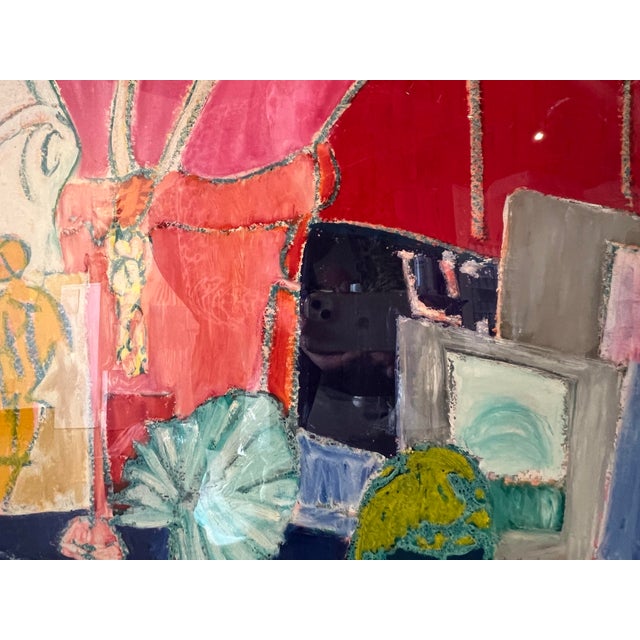 Contemporary 1970s Original Colorful Art Painting “Mannequin Soirée” Molly J. Schiff For Sale - Image 3 of 5