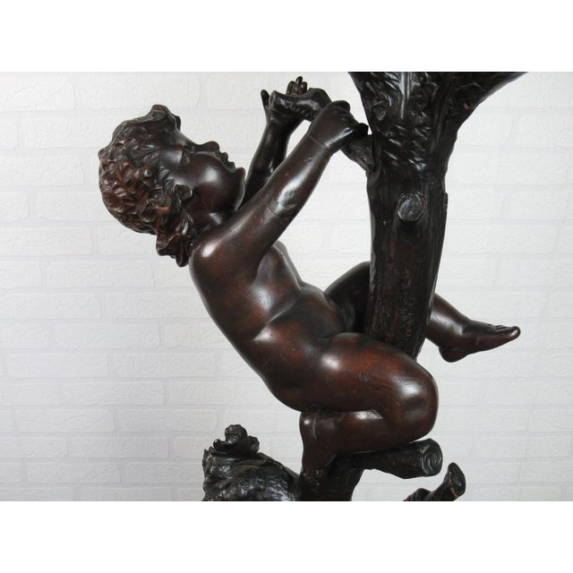 Wood Coat Rack in Wood Carved with Tree and Putti For Sale - Image 7 of 18