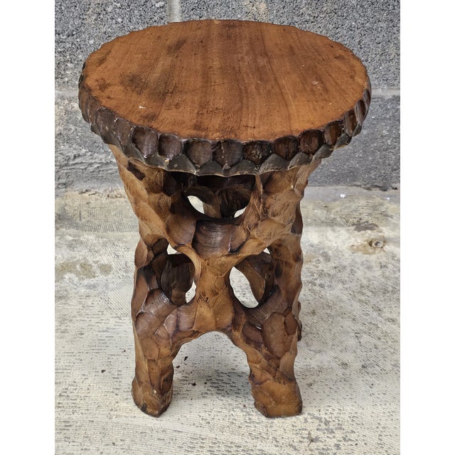 Mid-Century Japanese Free Form Stool / Stand For Sale - Image 4 of 7