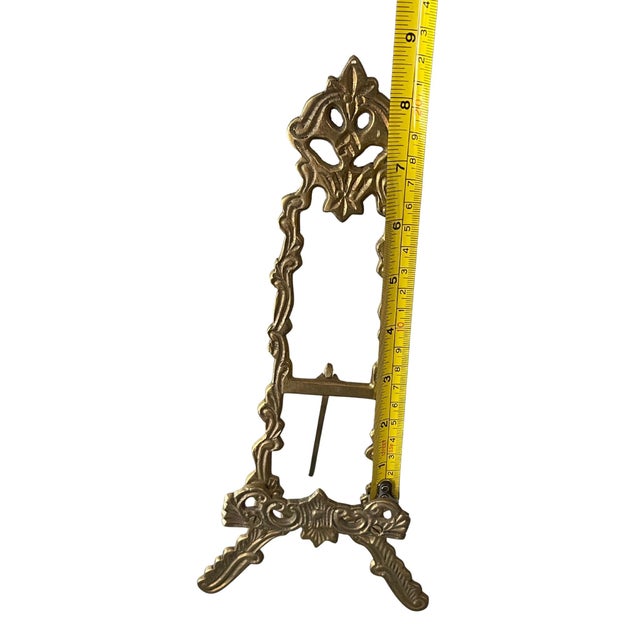 Mid-Century Modern Vintage Ornate Brass Tabletop Easel For Sale - Image 3 of 7