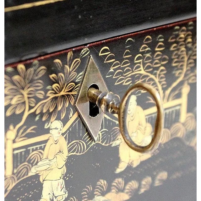 Large Napoleon III Japonaiserie Wooden Box Painted Black, Mid-19th Century For Sale - Image 18 of 18