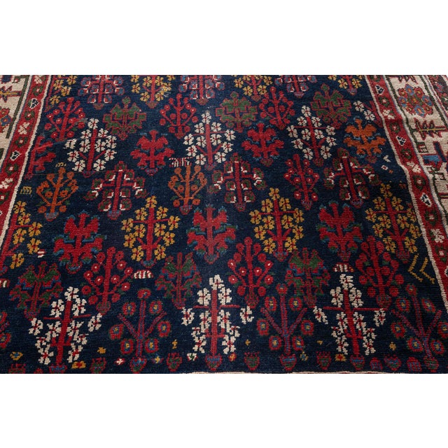 Red 19th Century North West Persian Botanic Handwoven Wool Rug For Sale - Image 8 of 9