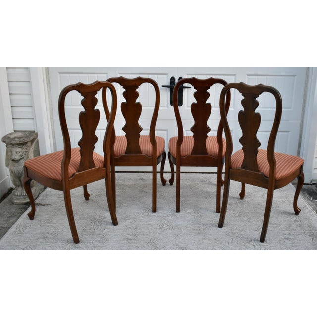 Vintage Set of Six Solid Cherry Queen Anne Style Dining Chairs For Sale - Image 10 of 13