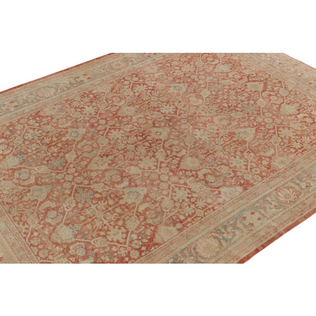 Rug & Kilim Antique Tabriz Rug in Red & Beige-Brown Floral Pattern For Sale - Image 4 of 8