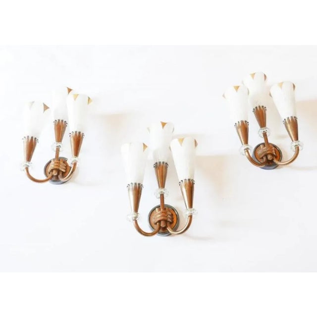 Mid-Century Wall Sconces from Lunel, Set of 3 For Sale - Image 9 of 11