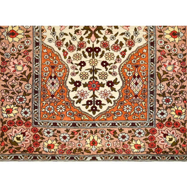 Vintage Silk Turkish Hereke Rug For Sale In Chicago - Image 6 of 11