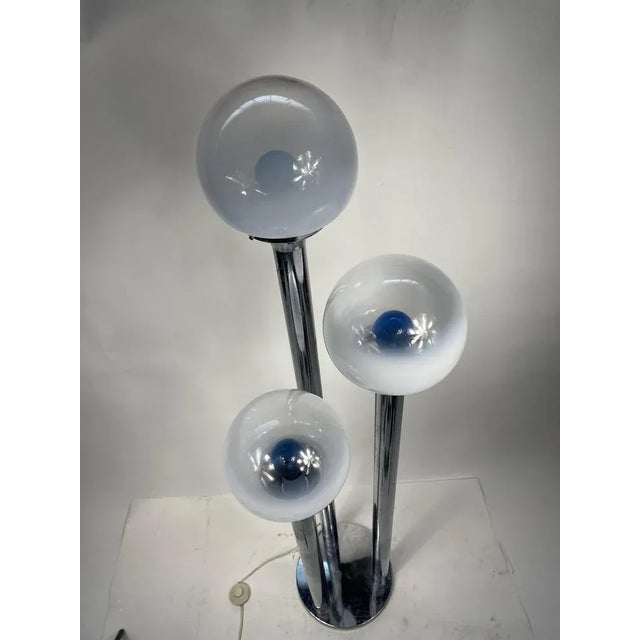 Murano Glass Chromed Steel Ground Lamp in the style of Mazzega, Italy, 1960s For Sale - Image 10 of 12