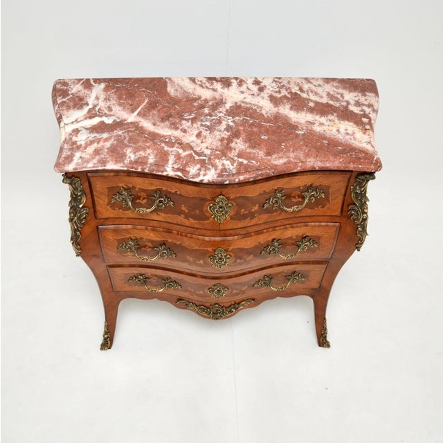 Late 19th Century Antique French Marble Top Bombe Commode, 1890s For Sale - Image 5 of 11