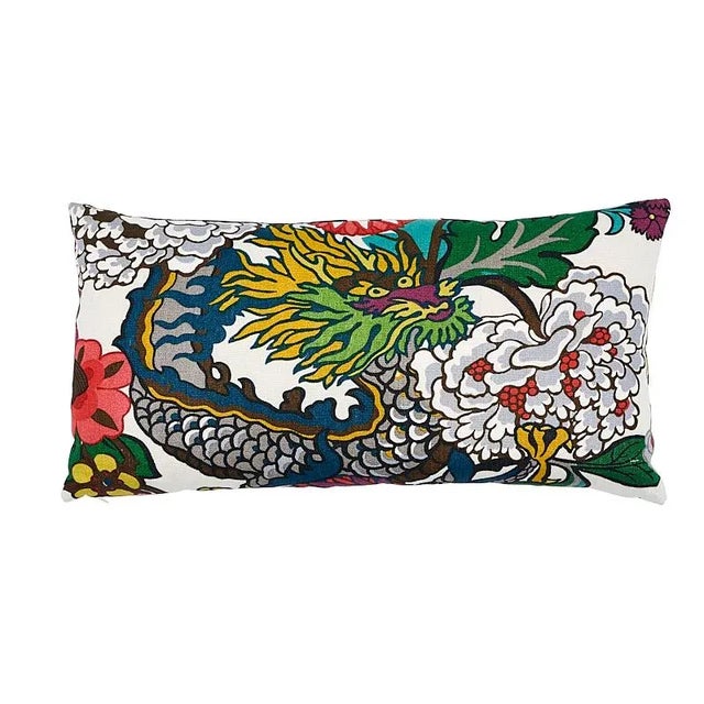 2020s Schumacher Chiang Mai Dragon Pillow in Alabaster For Sale - Image 5 of 5