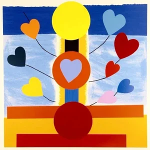 2000s "Sun Tree" Screen Print With Collage by Sir Terry Frost