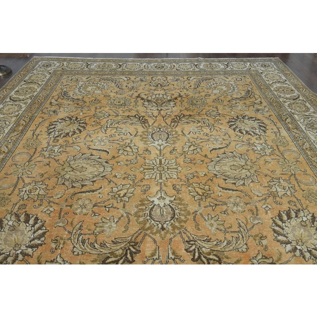 1970s Vintage Persian Handmade Wool Cotton Orange Area Rug For Sale In San Francisco - Image 6 of 11