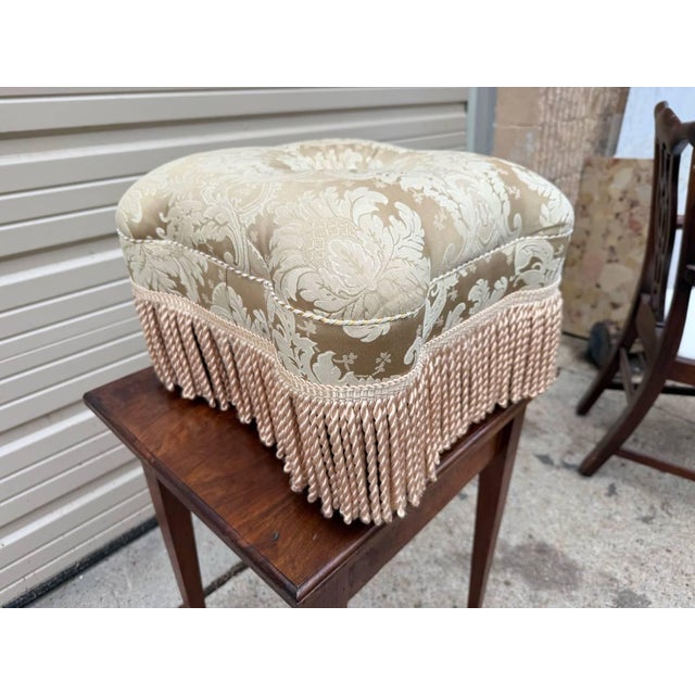 American Vintage Small Square Footstool With Tassels For Sale - Image 3 of 10