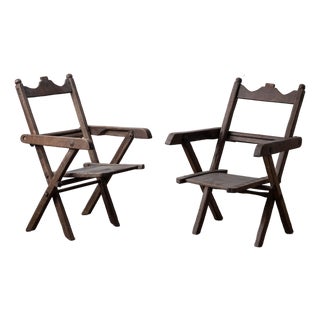 West African Tribal Folding Safari Armchairs, 19th Century For Sale