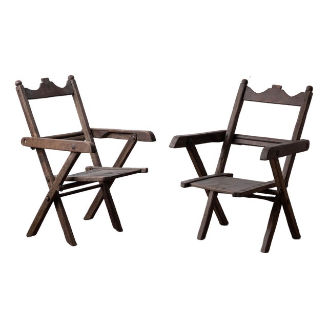 West African Tribal Folding Safari Armchairs, 19th Century For Sale