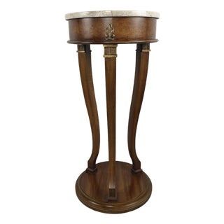 Vintage Neoclassical Italian Marble-Top Pedestal Side Table For Sale