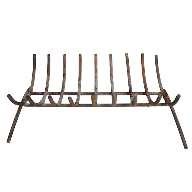 George Nelson & Associates Mid 20th Century Wrought Iron Fireplace Grate Log Basket For Sale - Image 4 of 7
