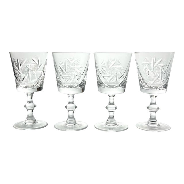 Contemporary Ajka “Csopak” Set of 4 Crystal Claret Wine Glasses - Set of 4 For Sale