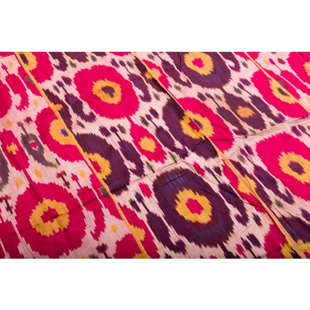 Tribal Late 19th Century Silk Ikat Uzbekistan Tribal Weaving For Sale - Image 3 of 9