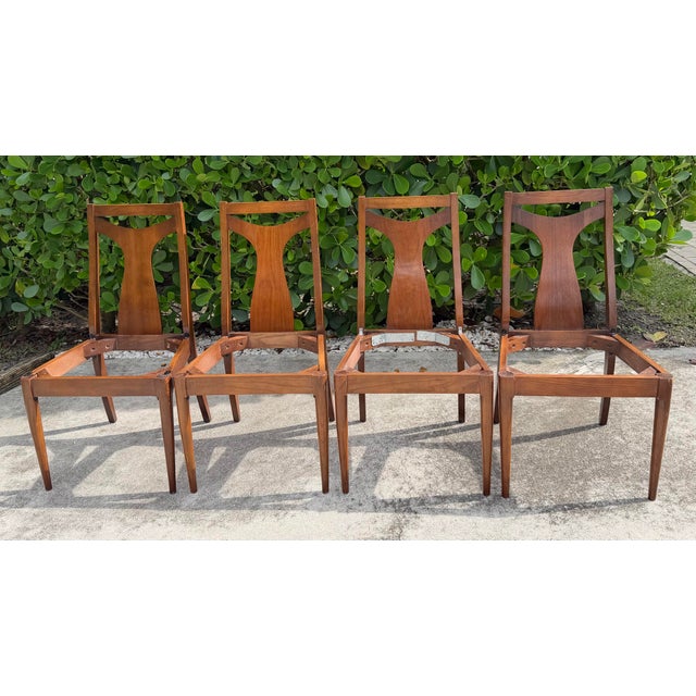 Mid-Century Modern Vintage Mid-Century Walnut Dining Chairs for Restoration, Set of 4 For Sale - Image 3 of 15