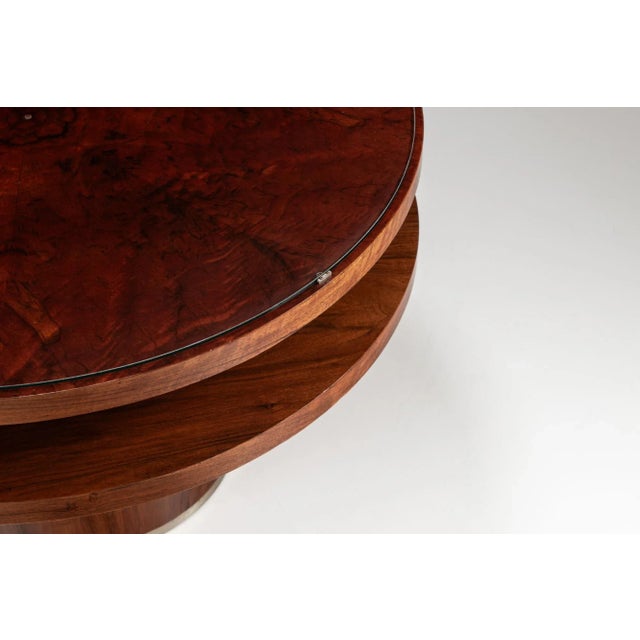 1930s Art Deco Round Mahogany Coffee Table, 1930s For Sale - Image 5 of 11