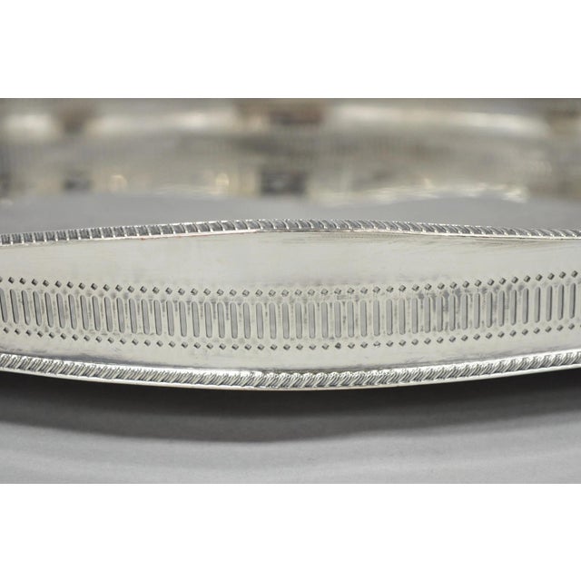 Metal Vintage William Adams Sheffield England Edwardian Silver Plated Scalloped Tray For Sale - Image 7 of 16