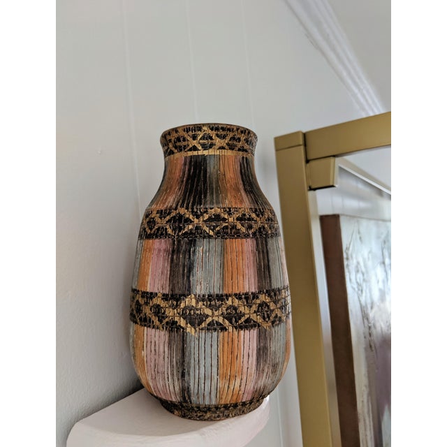 Aldo Londi Vintage Italian Aldo Londi for Bitossi Seta Sgraffito Ceramic Pottery Vases - A Pair For Sale - Image 4 of 12