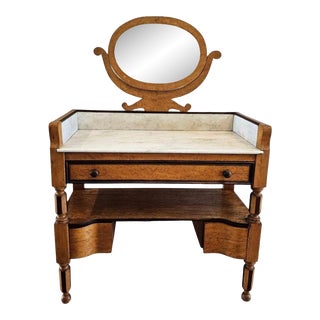 19th Century French Birdseye Maple Wash Stand Vanity Dressing Table For Sale