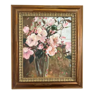 Signed Original Oil Painting by Karen Reinhart (American, 1938-2023) Titled 'Spring Flowers'