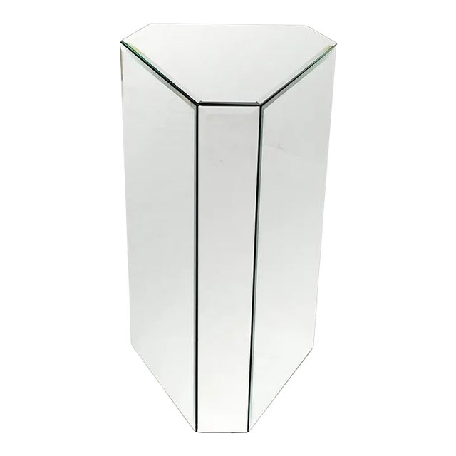 Mid Century Modern Triangular Beveled Mirrors Pedestal Stand End Table Console For Sale