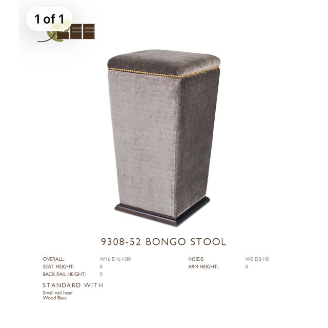 Transitional Pair of Lee Industries Bongo Stools - Unique Custom ‘Snakeskin’ Embossed Upholstery For Sale - Image 3 of 6