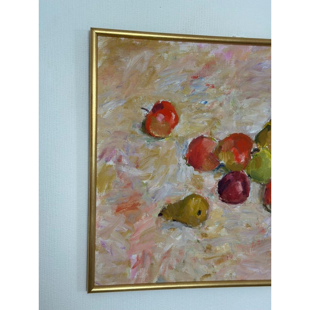 Original Danish-Swedish Oil on Canvas – “Frukt” by Bente Bjerregaard – Dated 1989 –Vintage & Framed – 56 × 68 cm (22.0" ×...