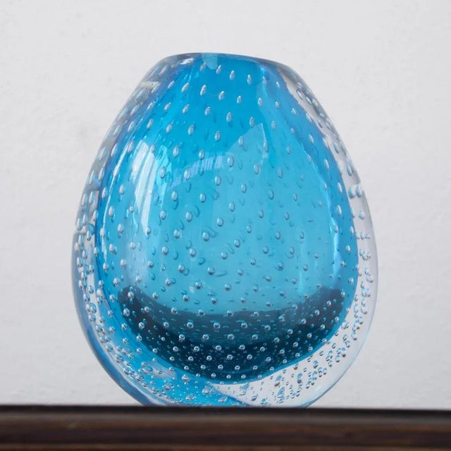 Turquoise Cuffed Murano Glass Vase from Nasonmoretti, Italy For Sale - Image 6 of 13