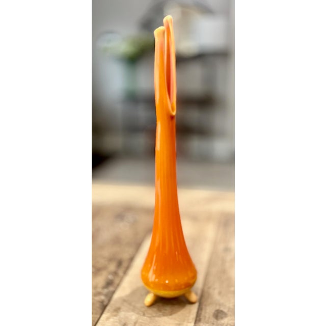 Vintage LE Smith Bittersweet Vase - 3 Toed - Nubby Base - Extraordinary Mouth - Amberina - 18"H x 4"W Excellent Pre-Owned...